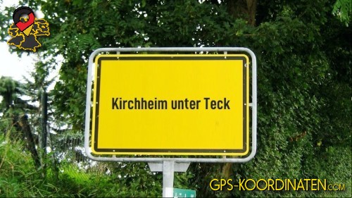 Straßenschild am Ortseingang Kirchheim unter Teck in Baden-Württemberg