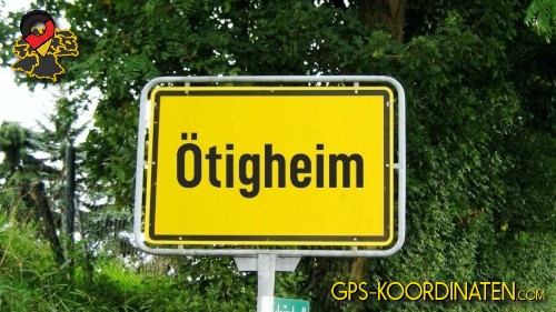 Typisches deutsches Ortseingangsschild Ötigheim in Baden-Württemberg