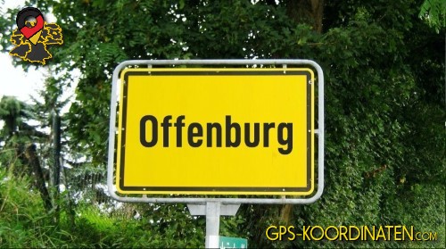 Typisches Deutsches Straßenschild am Ortseingang Offenburg in Baden-Württemberg
