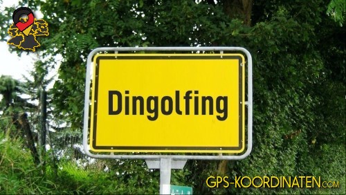 Straßenschild am Ortseingang von Dingolfing in Bayern