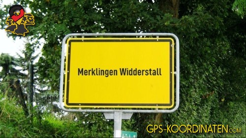 Straßenschild am Ortseingang Merklingen Widderstall in Baden-Württemberg