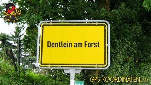 Ortseingangsschild von Dentlein am Forst in Bayern