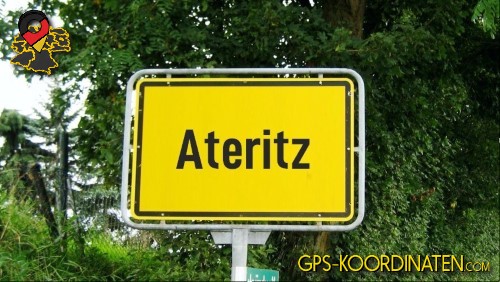 Typisches deutsches Straßenschild am Ortseingang von Ateritz in Sachsen-Anhalt