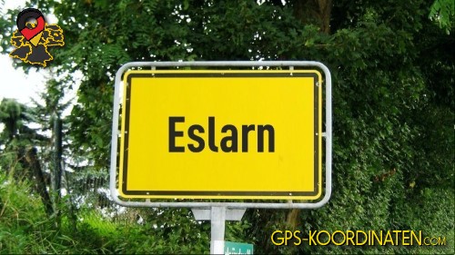Straßenschild am Ortseingang Eslarn in Bayern