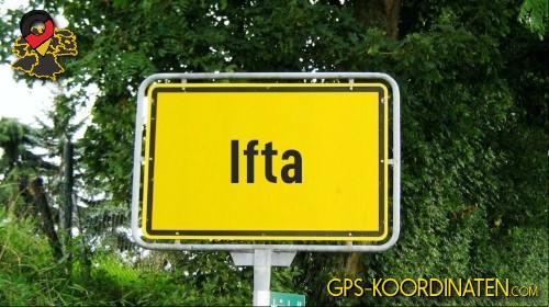 Straßenschild am Ortseingang Ifta in Thüringen
