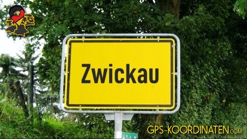 Typisches deutsches Eingangsschild Zwickau in Sachsen
