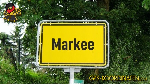 Typisches deutsches Straßenschild am Ortseingang von Markee in Brandenburg