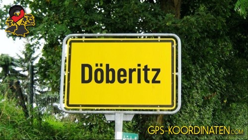 Typisches deutsches Ortseingangsschild von Döberitz in Brandenburg