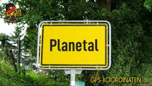 Typisches deutsches Ortseingangsschild von Planetal in Brandenburg