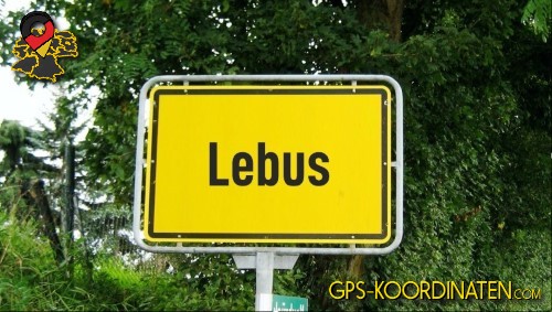 Ortseingangsschild von Lebus in Brandenburg