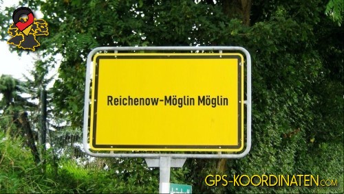 Typisches deutsches Ortseingangsschild Reichenow-Möglin Möglin in Brandenburg