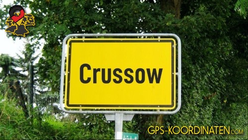 Typisches deutsches Eingangsschild von Crussow in Brandenburg