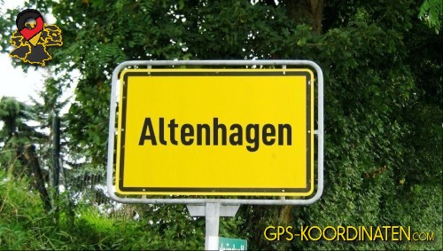 Typisches Deutsches Straßenschild am Ortseingang Altenhagen in Mecklenburg-Vorpommern