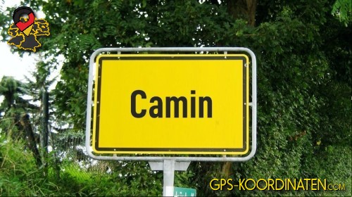 Eingangsschild von Camin in Mecklenburg-Vorpommern