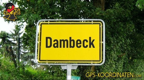Typisches deutsches Straßenschild am Ortseingang Dambeck in Mecklenburg-Vorpommern