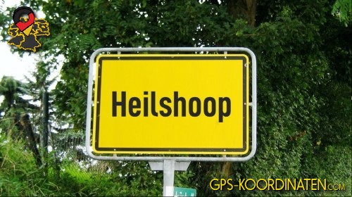 Typisches deutsches Ortseingangsschild von Heilshoop in Schleswig-Holstein