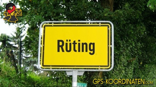 Straßenschild am Ortseingang von Rüting in Mecklenburg-Vorpommern