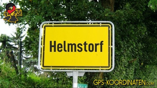 Typisches Deutsches Straßenschild am Ortseingang von Helmstorf in Schleswig-Holstein