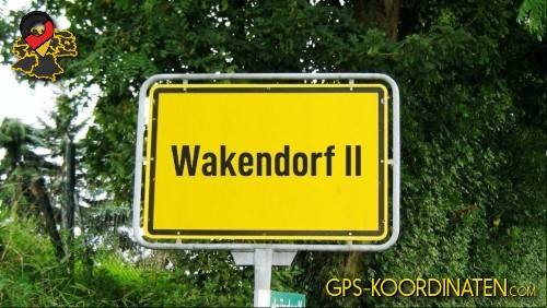 Straßenschild am Ortseingang von Wakendorf II in Schleswig-Holstein