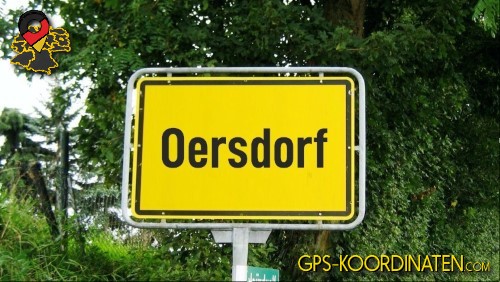 Einfahrtsschild Oersdorf {von GPS-Koordinaten|mit GPS-Koordinaten.com|und Breiten- und Längengrad