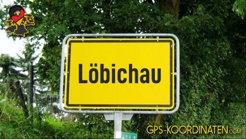 Ortseingangsschild von Löbichau in Thüringen