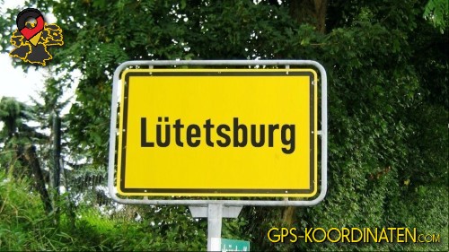 Einfahrtsschild Lütetsburg {von GPS-Koordinaten|mit GPS-Koordinaten.com|und Breiten- und Längengrad