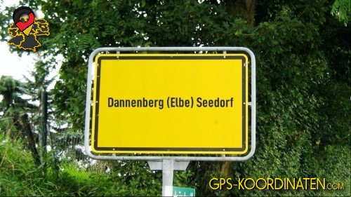 Typisches deutsches Ortseingangsschild Dannenberg (Elbe) Seedorf in Niedersachsen