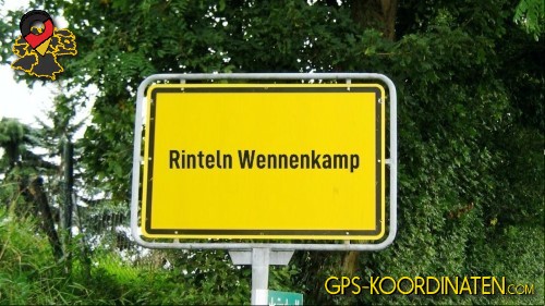 Typisches Deutsches Straßenschild am Ortseingang von Rinteln Wennenkamp in Niedersachsen