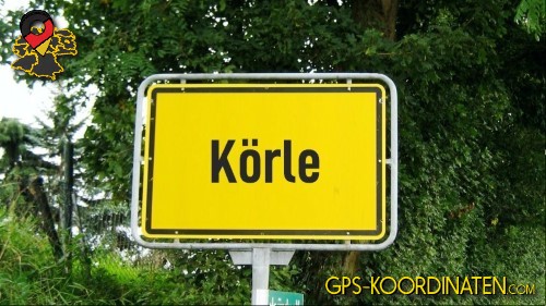 Typisches deutsches Straßenschild am Ortseingang Körle in Hessen