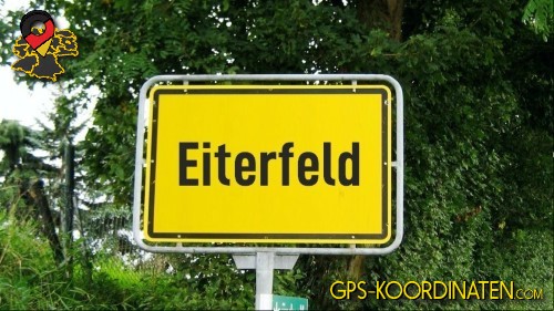 Typisches deutsches Ortseingangsschild von Eiterfeld in Hessen