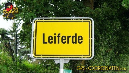 Typisches deutsches Ortseingangsschild von Leiferde in Niedersachsen