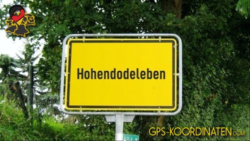 Typisches deutsches Straßenschild am Ortseingang von Hohendodeleben in Sachsen-Anhalt