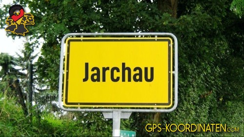 Typisches deutsches Ortseingangsschild von Jarchau in Sachsen-Anhalt