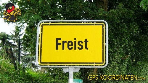 Typisches Deutsches Ortseingangsschild Freist in Sachsen-Anhalt