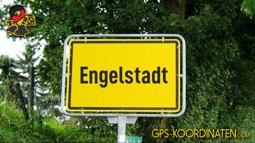 Straßenschild am Ortseingang von Engelstadt in Rheinland-Pfalz